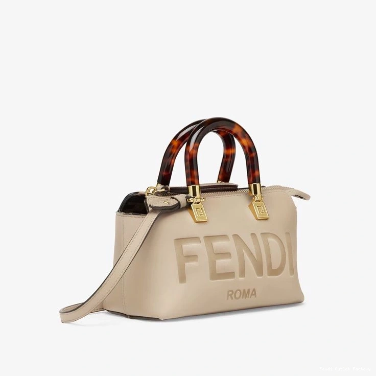 Vintage HOT Calf By Mini Leather In Boston Fendi Way Logo The ROMA Bag Grey 0804